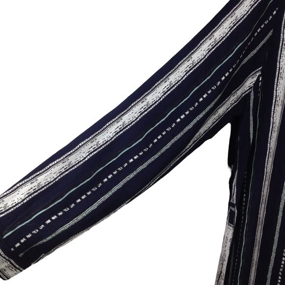 GENC Style Maxi Dress  Blue Stripe Button Down Long Sleeve Large - Picture 6 of 8